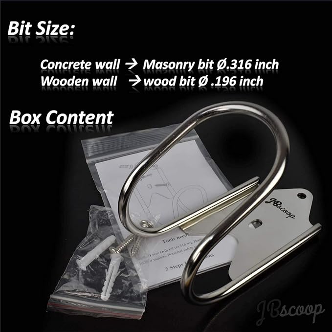 JBscoop Stainless Steel Garden Hose Hanger, Heavy Duty Wall Mount Holder (1, 80 Foot)