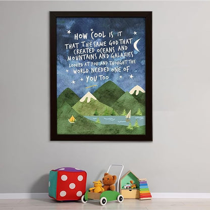 Same God Creation Wall Art,How Cool is it that the Same God Canvas Frame Print for Teen Boys Room Wall Decor,Woodland Mountain Nursery Wall Decor 24'' L x 18'' H