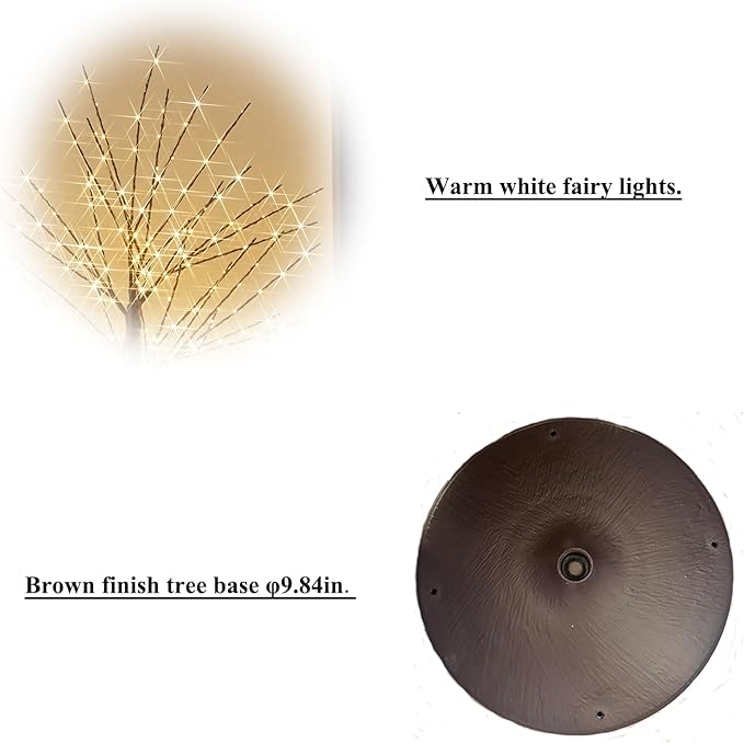 Hairui Lighted Brown Tree with 576L Warm White Fairy Lights 4FT, Twig Tree with Lights for Indoor Outdoor Home Christmas Winter Holidays Party Decoration