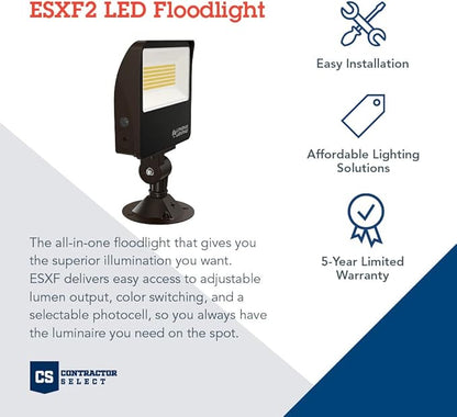 Lithonia Lighting All-in-One LED Flood Light, Waterproof LED Outdoor Light Fixture with Adjustable Brightness and Color Temperature, Knuckle or Yoke Mount Dusk to Dawn Outdoor Lighting, MVOLT