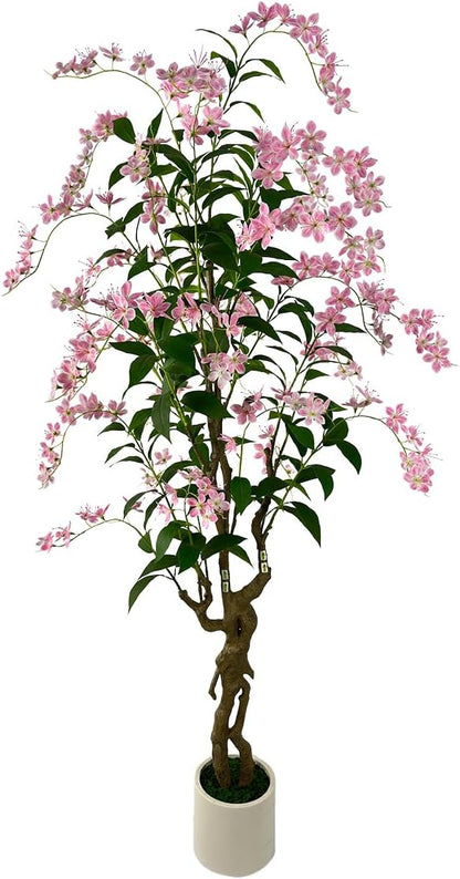 Artificial Tree Faux Jasmine Tree 7ft Tall Fake Jasmine Plant in Pot Fake Silk Tree Faux Plants Indoor