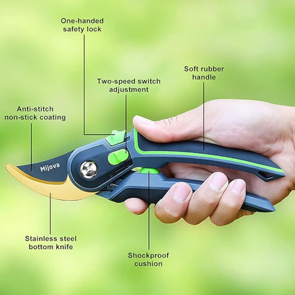 Garden Pruners, Heavy Duty Garden Clippers, Pruning Shears with Adjustable Thumb Lock, Hand Gardening Tools Pruners, High Carbon Steel Sharp Gardening Scissors (green)