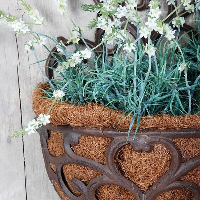 BestNest 2 Pack Esschert Design Victorian Half-Round Wall Planters | Ornate Cast Iron Scrollwork Wall Planters | Rustic Brown & Black Finish | Decorative Outdoor Planters for Flowers, Herbs & Greenery