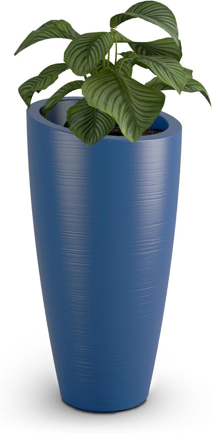 Mayne Inc. Modesto 32in Tall Planter - Neptune Blue - 16in L x 16in W x 32in H - 6 Gallons of Soil Capacity (8880-NB)