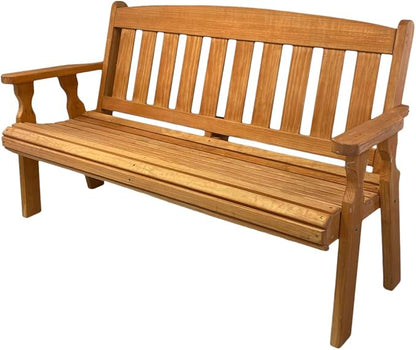 Amish Casual Outdoor Heavy Duty 800 LB Mission Pressure Treated Garden Bench(5 Foot, Cedar Stain)