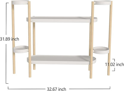 Bamboo Plant Stand Indoor, 4 Tier Tall Plant Storage Stand Table Top for Multiple Plants, Window Plant Shelf Table Plant Rack for Balcony Garden Living Room Indoor Outdoor Home (4-Tier-12 Pot)