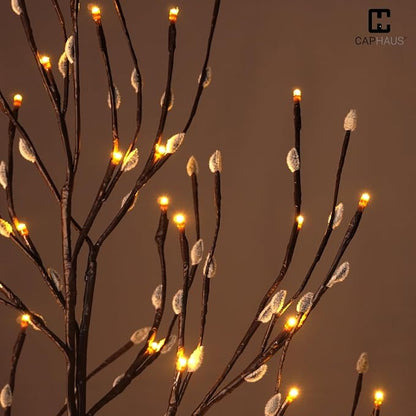 CAPHAUS 8FT Lighted Willow Tree with 240 Warm White LED Lights, Artificial Twinkling Twig Tree for Christmas Decorations Indoor, Holiday & Winter Home Decor