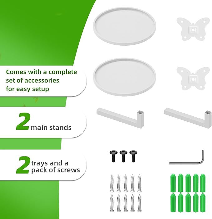 Wall Mounted Plant Holder - Butterfly Metal Hanging Shelf for Indoor Plants Succulents Flowers Decor Sturdy Wall-Mounted Storage for Bedroom Living Room Bathroom Space-Saving Home Organizer 2-Pack White