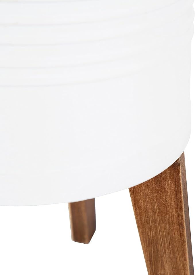 Kate and Laurel Gavri Rustic Farmhouse Metal and Wood Tabletop Planter Set; 2 Piece; White; Decorative Metal Planter Centerpiece for Table