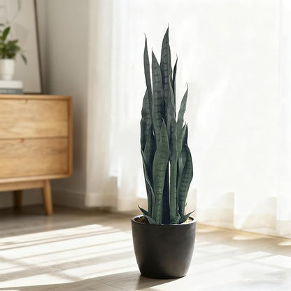 3FT-2PCS Artificial Snake Plant, 24 PVC Lifelike Leaves, 35in Faux Sansevieria for Indoor Home & Garden Decor, Potted Mother-in-Law's Tongue Plants, Green