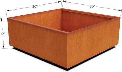 PLANTERCRAFT Corten Steel Planter Square Cube Metal Garden Box Heavy Duty | Made in USA | Fully Assembled | Commercial Residental Outdoor