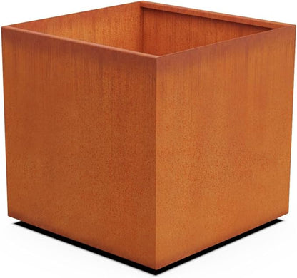 PLANTERCRAFT Corten Steel Planter Square Cube Metal Garden Box Heavy Duty | Made in USA | Fully Assembled | Commercial Residental Outdoor