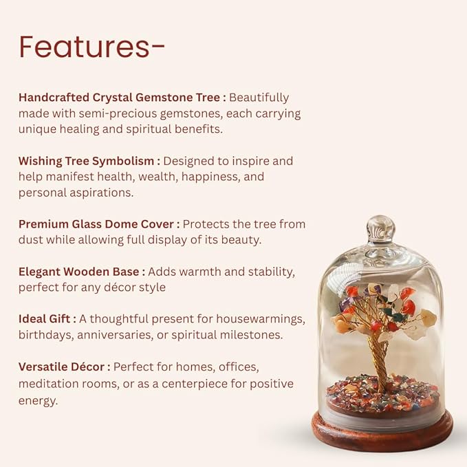 RITUALISTIC Dome Crystal Chakra Tree | Gemstone Bonsai for Healing, Energy Balance, Meditation | Spiritual Crystal Tree of Life with Natural Crystals for Positive Vibes | Perfect for Gift & Christmas
