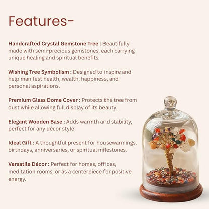 RITUALISTIC Dome Crystal Chakra Tree | Gemstone Bonsai for Healing, Energy Balance, Meditation | Spiritual Crystal Tree of Life with Natural Crystals for Positive Vibes | Perfect for Gift & Christmas