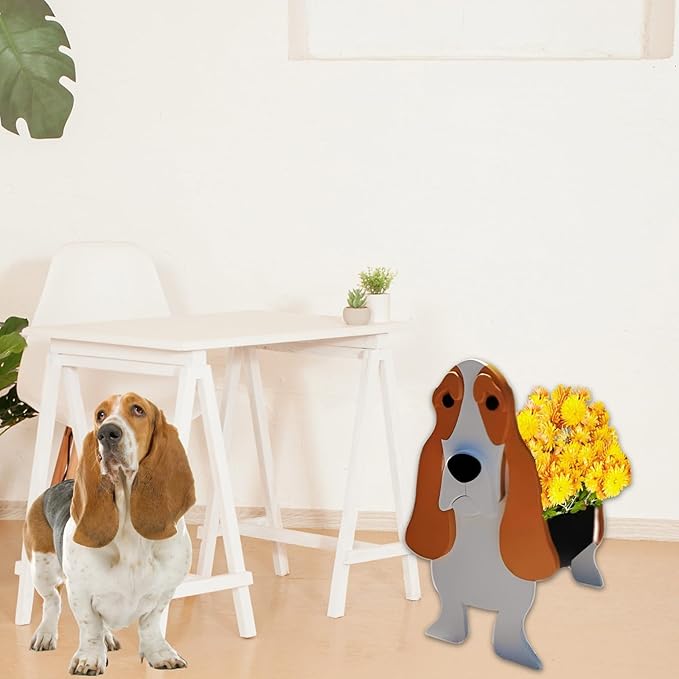 Basset Hound Dog Planter Plant Pots,Cute Large Dog Flower Planter,Gifts for Pet Lovers,Unique Animal Plant Pots,Office,Indoor Outdoor Garden Decor(9.84 * 10.24 * 15.75in)