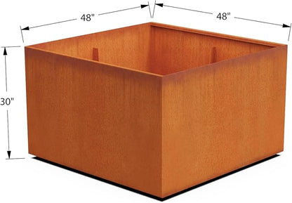 PLANTERCRAFT Corten Steel Planter Square Cube Metal Garden Box Heavy Duty | Made in USA | Fully Assembled | Commercial Residental Outdoor