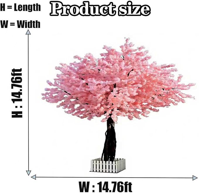 Cherry Blossom Tree Wishing Tree Handmade Shopping Wedding Party Indoor and Outdoor Decoration Artificial Cherry Blossom Tree (14.76ftX14.76ft)