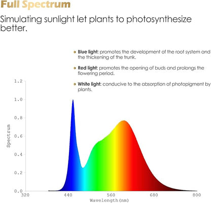 GLOWRIUM Grow Lights for Indoor Plants, Full Spectrum LED Grow Light Floor Lamp with Stand Adjustable Height and Angle, Black Plant Light with 3/9/12H Grow Light Timer (White, 12W)