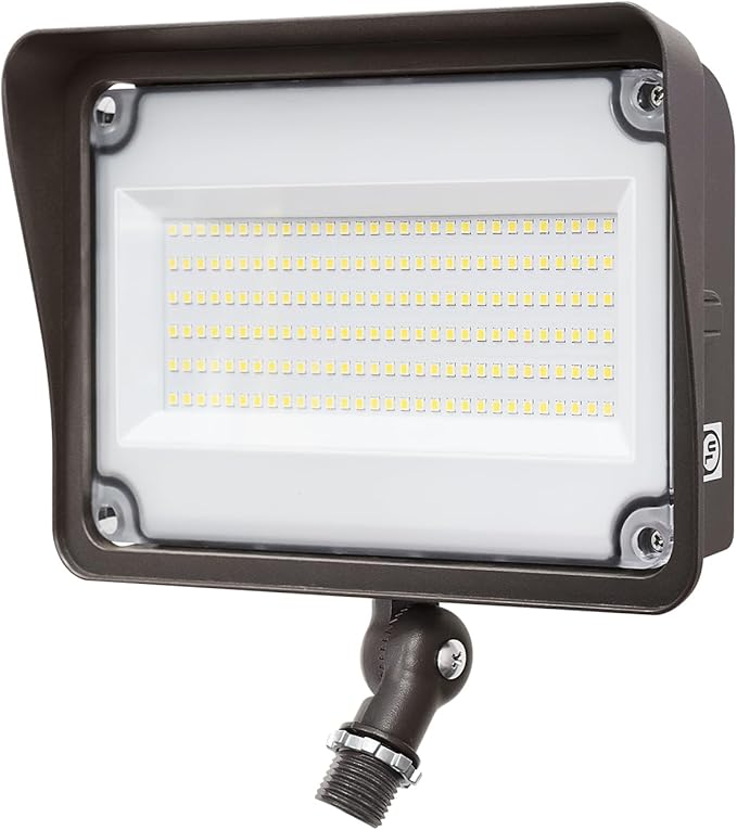 GKOLED 150W LED Flood Lights Outdoor, Dusk to Dawn Security Light, with Anti-Glare Guard, 120V 5000K 16,500LM Waterproof Landscape Lighting, Aluminum Lighting Fixture, 1/2" Knuckle Mount, UL Listed