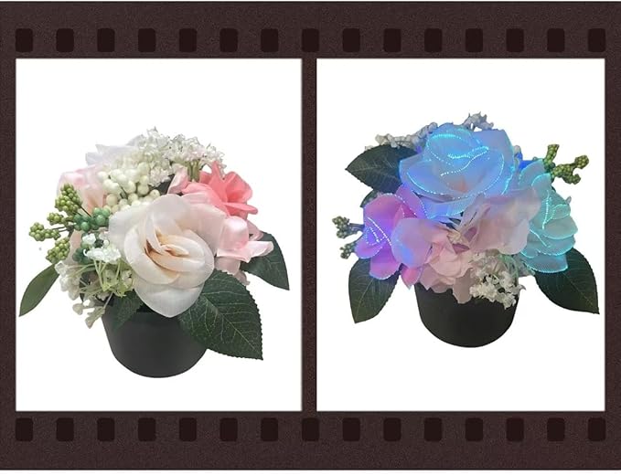 Artificial Floral Arrangement, Rose, Greenery, Fake Flower with RGB Led Light, Home Decor Rose Flower Lamp, Gift for Women, Valentines Day, Birthday, Wedding Anniversary