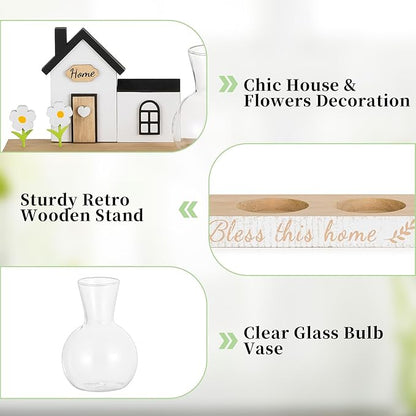 Glasseam Propagation Stations Plant Terrarium: Unique Hydroponic Planter Housewarming Gifts New Home for Women Men - Glass Propagation Jars with Wooden Stand Bulb Vase for Home Decor Plant Lover