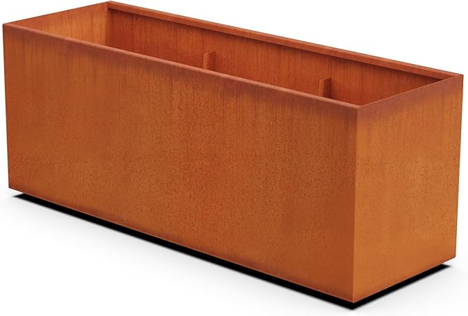 Plantercraft Corten Steel Planters | 60x20x24 Large Rectangular Planters for Outdoor Plants | Heavy Duty Metal Planter Rectangle Box for Commercial or Residential Landscapes