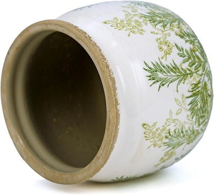 Ceramic Pot for Planter, Vintage Flower Pot with Drainage Holes, 6.29 inch Ice Crack Glazed Indoor Planters Pot (French Country)