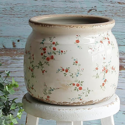 Ceramic Planters for Indoor Plants, Plant Pots with Drainage Hole, 6.29in. Flower Pots for Indoor Plants, Vintage Planters & Succulent Pots, Christmas Vase & Planters, Tiny Red
