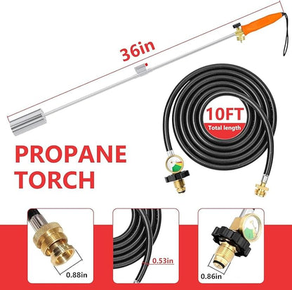 Weed Torch Propane Burner with High Output, Propane Torch Weed Burner with Igniter,Weed Torch for Outdoor Weeding (Orange With 10FT Hose)