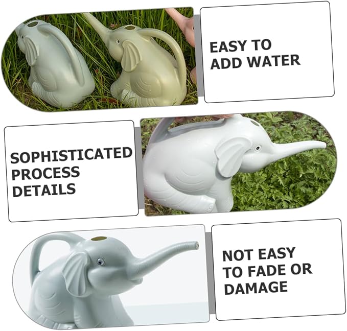 2pcs Elephant Shaped Watering Can Long Spout Lightweight Plastic Plant Watering Kettle for Indoor Outdoor Garden Succulents with Ergonomic Handle
