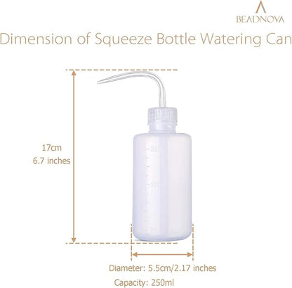 BEADNOVA Squeeze Bottle Plant Watering Bottle 250ml 8oz Small Wash Bottle Squeeze Plastic Small Watering Can for Indoor Plants Succulent Watering Can (1pc)