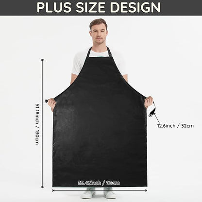 Thicker Rubber Apron, Extra Long Adjustable Apron, Heavy Duty Oil&Chemical Resistant Waterproof Work Aprons