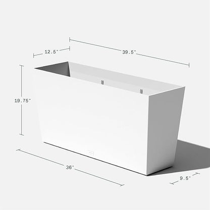 Veradek Midori Long Trough Planter (White, 39 inch - 2 Pack with 2 Saucer Trays)