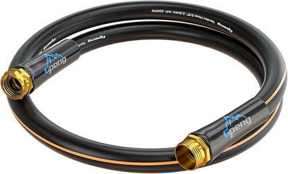Non-Expandable Leader Hose 5ft x 5/8", Short Garden Hose, Rubber Water Hose, Heavy Duty, No Kink, Flexible Garden Hose with Swivel Handle, Male to Female Fittings, Burst 600 PSI, Without Nozzle