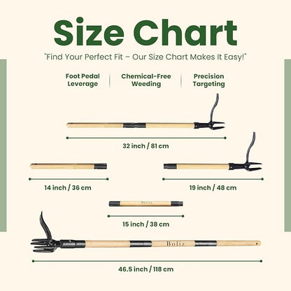 46” Detachable Weed Puller Tool Stand up Heavy Duty with 4-Claw Steel Head, Real Bamboo Garden Weed Pulling Tool, Weed Remover Tool Without Bending