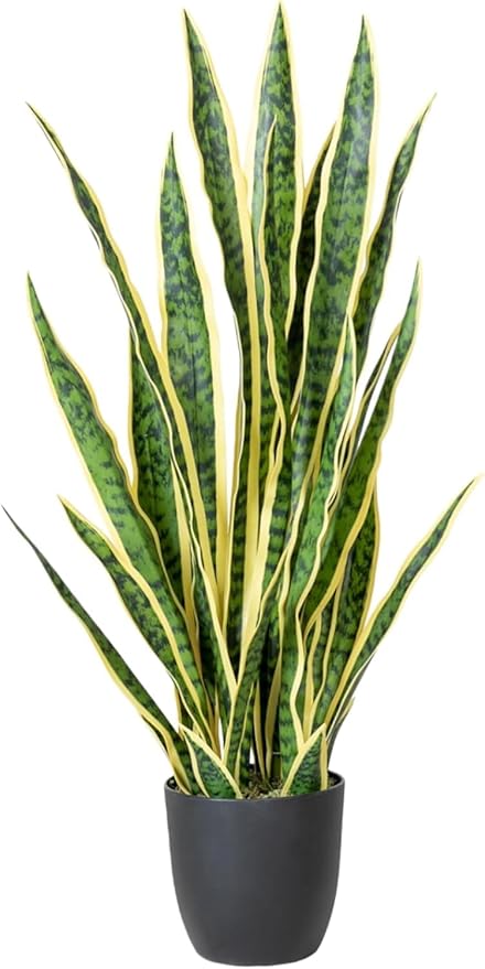3FT Artificial Snake Plant Tree, Green Polyester, Indoor Decorative Faux Eucalyptus with Lifelike Appearance