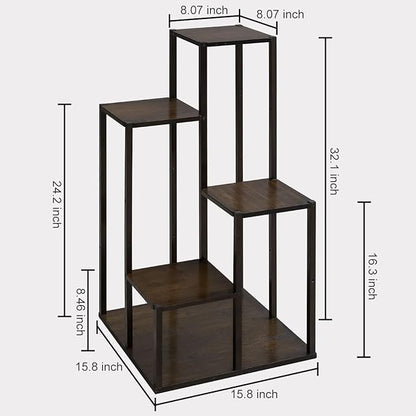 COPREE Bamboo 4 Tiers Plant Stands, Planter Pot Holder Shelf, Indoor Outdoor Flower Display Organizer Storage Rack, Heavy Duty Planter Shelving Unit