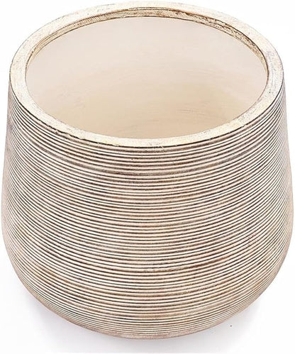 LuxenHome 17" Dia Large Round Planters for Indoor Plants, Outdoor Planters with Drainage Holes, Farmhouse Distressed Plant Pots Indoor & Outdoor for Home Garden Patio
