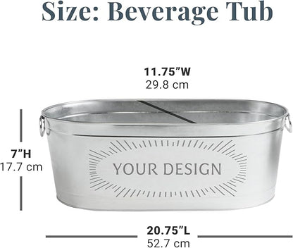 Let's Make Memories Personalized Planter Tub for Mom Grandma Wife - Custom Engraved Decorative Metal Flower Pot - for Mothers Day from Family Daughter Son Kids - 5.5 Gallons - Any 2-Line Message