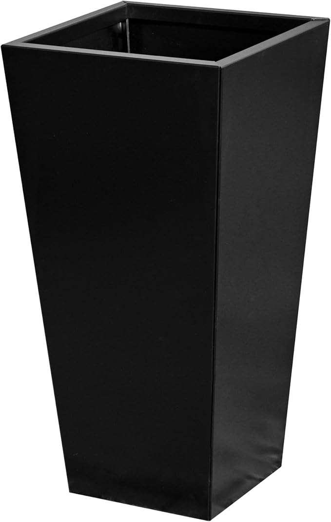 30" Black Tapered Metal Planter Barrier – Heavy-Duty Powder-Coated Steel Raised Garden Bed Divider & Modern Outdoor Planter Box