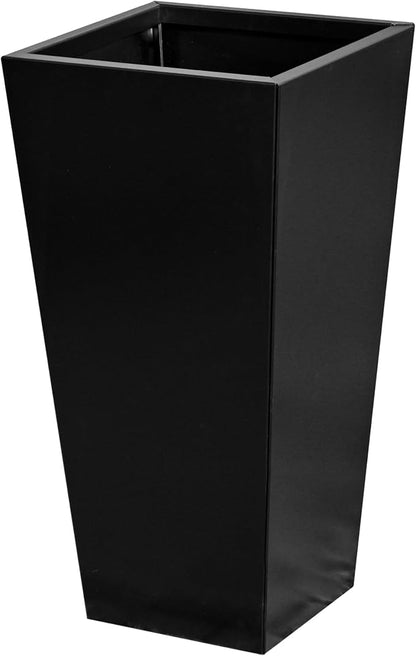 30" Black Tapered Metal Planter Barrier – Heavy-Duty Powder-Coated Steel Raised Garden Bed Divider & Modern Outdoor Planter Box