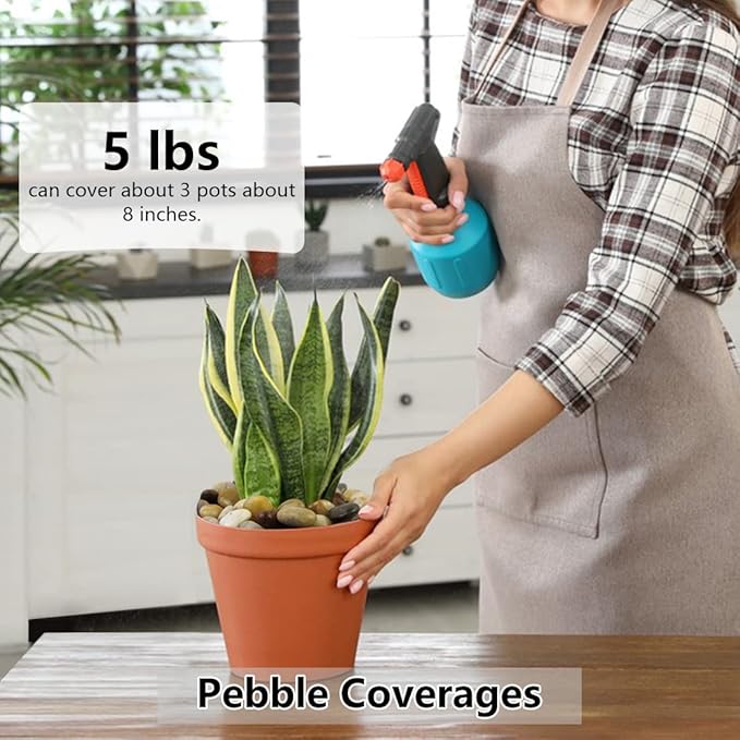 Pebbles for Indoor Plants, Natural Polished River Rocks, Small Decorative Mixed Color Stones for Planters Vase Fish Tank Aquariums Landscaping Garden, 10lbs