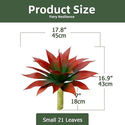 Artificial Agave Faux Agave Fake Greenery 18In Outdoor Artificial Plant Fake Plant for Indoor Home Decoration Plastic Plant Outdoor Decoration Front Porch Decor Simulation Plants 2Pack（Red）