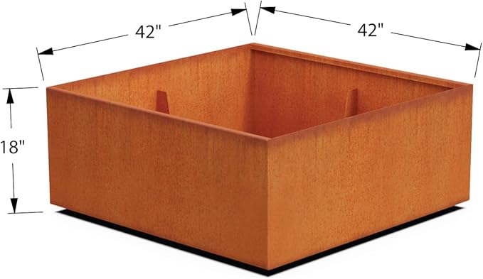PLANTERCRAFT Corten Steel Planter Square Cube Metal Garden Box Heavy Duty | Made in USA | Fully Assembled | Commercial Residental Outdoor
