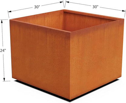PLANTERCRAFT Corten Steel Planter Square Cube Metal Garden Box Heavy Duty | Made in USA | Fully Assembled | Commercial Residental Outdoor