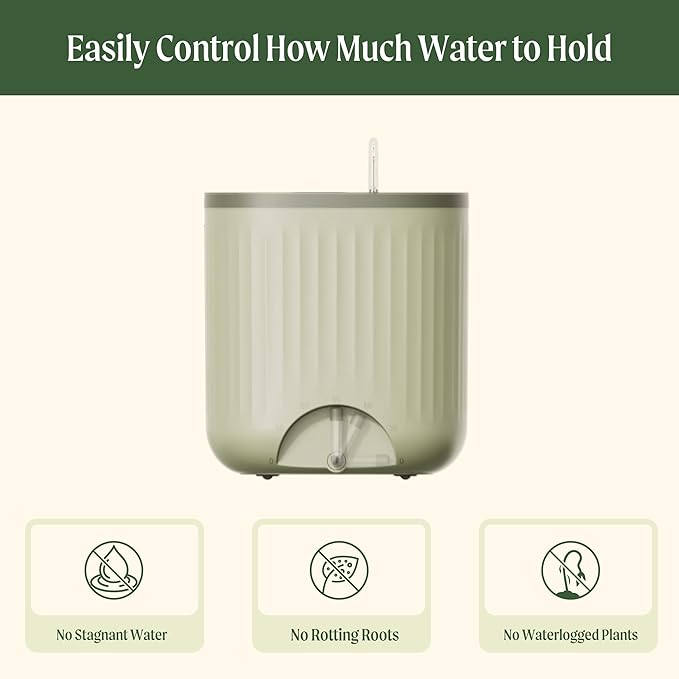 Vego garden Self Watering Pots Home Planters with Water Gauge for Effortless Indoor Plants Sage Green