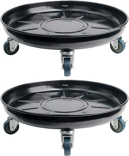 Plant Caddy with Wheels 16 Inch 2 Pack, Heavy Duty Metal Plant Stand & Dolly with Lockable Casters, Holds 230 lbs for Indoor Outdoor Large Flower Pots, Black