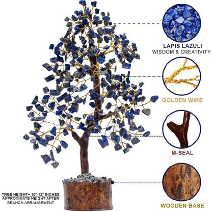Lapis Lazuli Crystal Tree for Wisdom & Truth Décor for Home and Office | Handmade Bonsai for Communication & Clarity of Thought | Perfect Insight Gift for Loved Ones