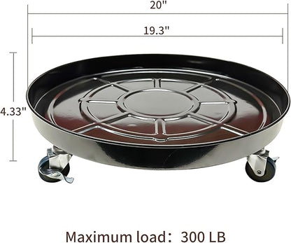 Plant Caddy with Wheels 20 Inch 1 Pack, Heavy Duty Metal Plant Stand & Dolly with Lockable Casters, Holds 310 lbs for Indoor Outdoor Large Flower Pots, Black