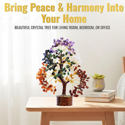 7 Chakra Tree of Life Crystal Healing Money Tree for Home Living Decor, Office Desk Decor, Handmade Feng Shui Bonsai for Energy, Wealth & Good Luck, Birthday Gifts for Men, Women, Mom